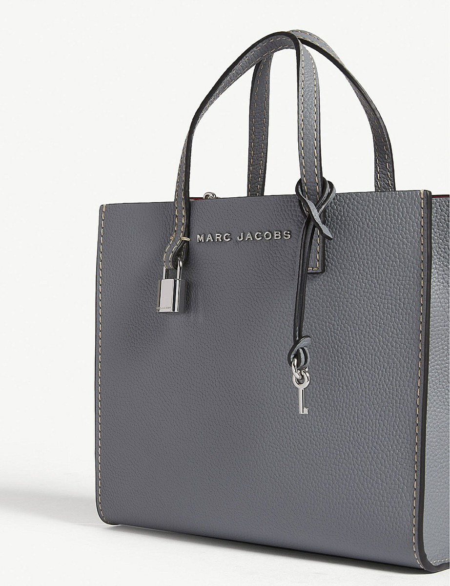 Marc Jacobs The Grind Mini Tote Bag Slate Leather Read AD