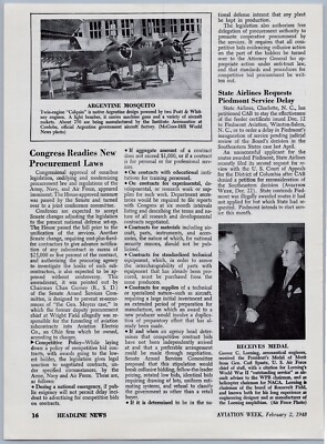 1948 Aviation Article - Argentine Air Force Calquin Light Bomber Airplane