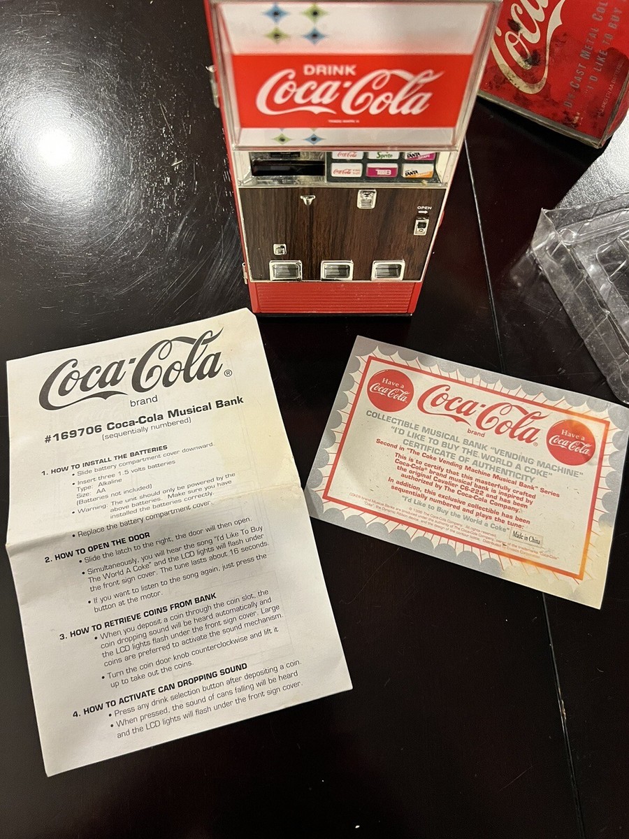 コカコーラ 1958 ファウンテンマシン ミュージカル エネスコ　箱・証明書付 Coca Cola Vintage 1990s Soda Machine Musical Bank Enesco