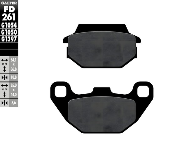 BremsbeläGe Galfer FD261G1050 Semi-Metall Scooter Hinten 10,8Mm FüR Kymco Super-image