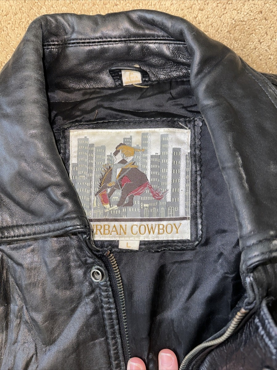 Urban Cowboy Men's Leather Black Heavy Jacket Size Large