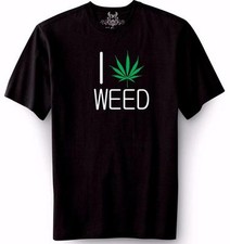 NEW MEN'S PRINTED I LOVE WEED MARIJUANA ADDICTED FUNNY HIPSTER DESIGN T-Shirt
