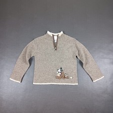 Vtg Disney Size M Mickey Mouse Pluto Kids Wool Quarter Zip Pullover Sweater