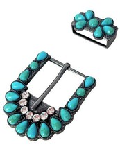 Turquoise Belt Buckle for Women Western Cowgirl Cowboy Rodeo Buckle 1.5 Inches