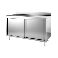 Tavolo in Acciaio Inox cm 100x60x85/90h Armadiato con Alzatina Professionale