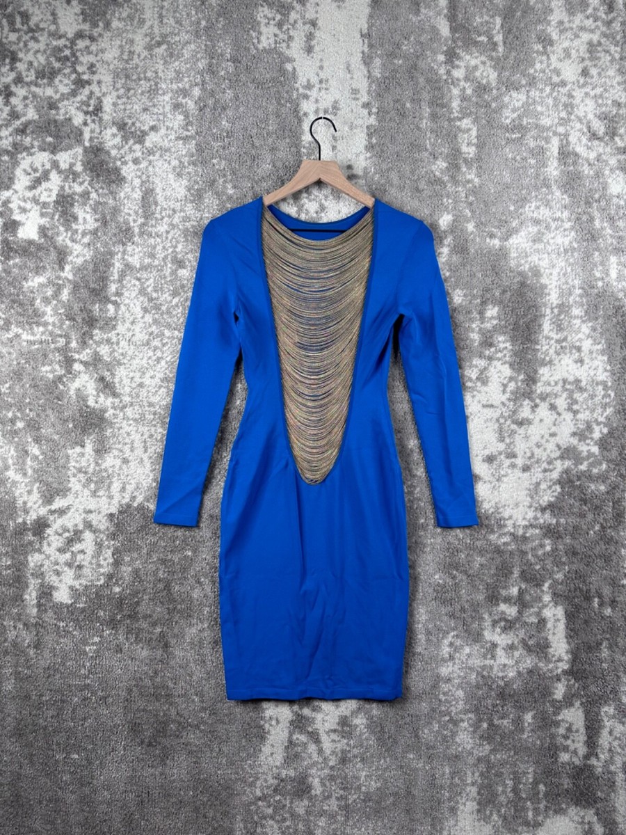 New Alexander McQueen Bodycon Dress Small Chainmail Sheath Royal