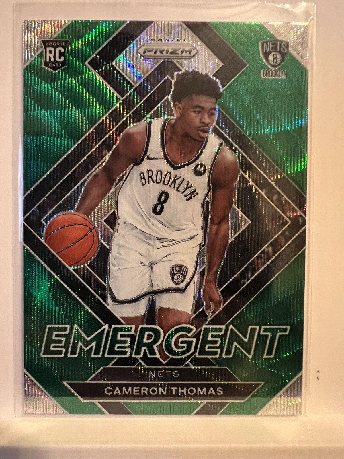 2021-22 Prizm Cameron Thomas Emergent Green Wave Prizm Rookie #4 Brooklyn Nets