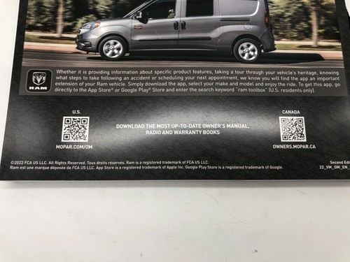 2022 Ram Promaster City Owners Manual with Case OEM R01B37002 - Picture 7 of 9