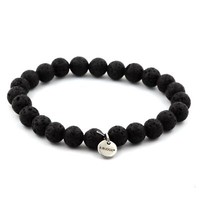 Steine Und Mineralien. Armband Mit Lava Perlen 8 Mm. Hergestellt In Frankreich.