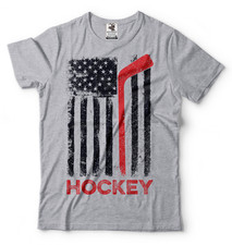 Hockey American Flag Red Line Vintage American Team Hockey USA Flag T shirt