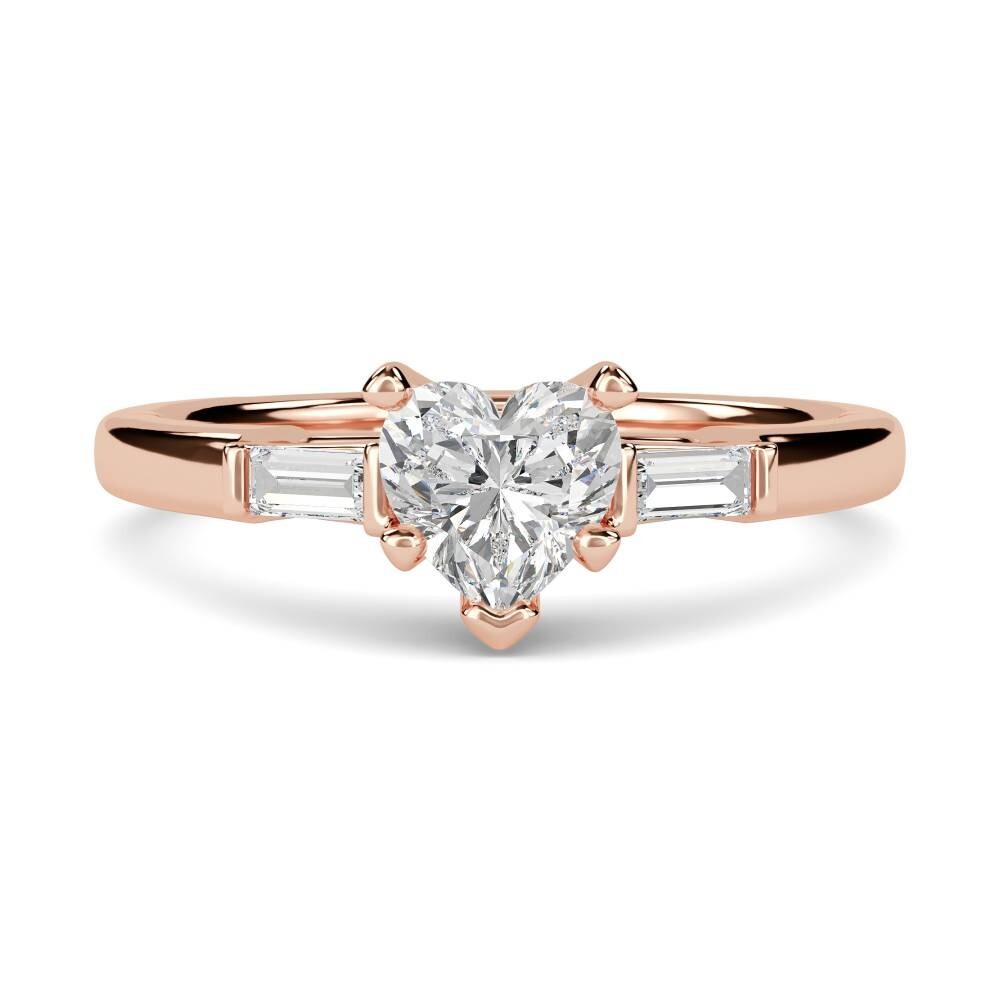 Anillo Moissanite Corte Corazón Chapado en Oro Rosa 14K Anillo Para Mujer