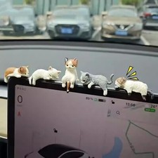 5PCS Cute Mini Cat Car Rearview Mirror Ornaments Fun Dashboard Decorations Ka...