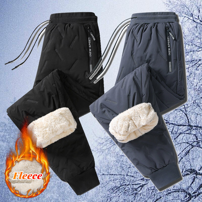 Men Fleece Lined Waterproof Thermal Trousers Athletic.Joggers Winter