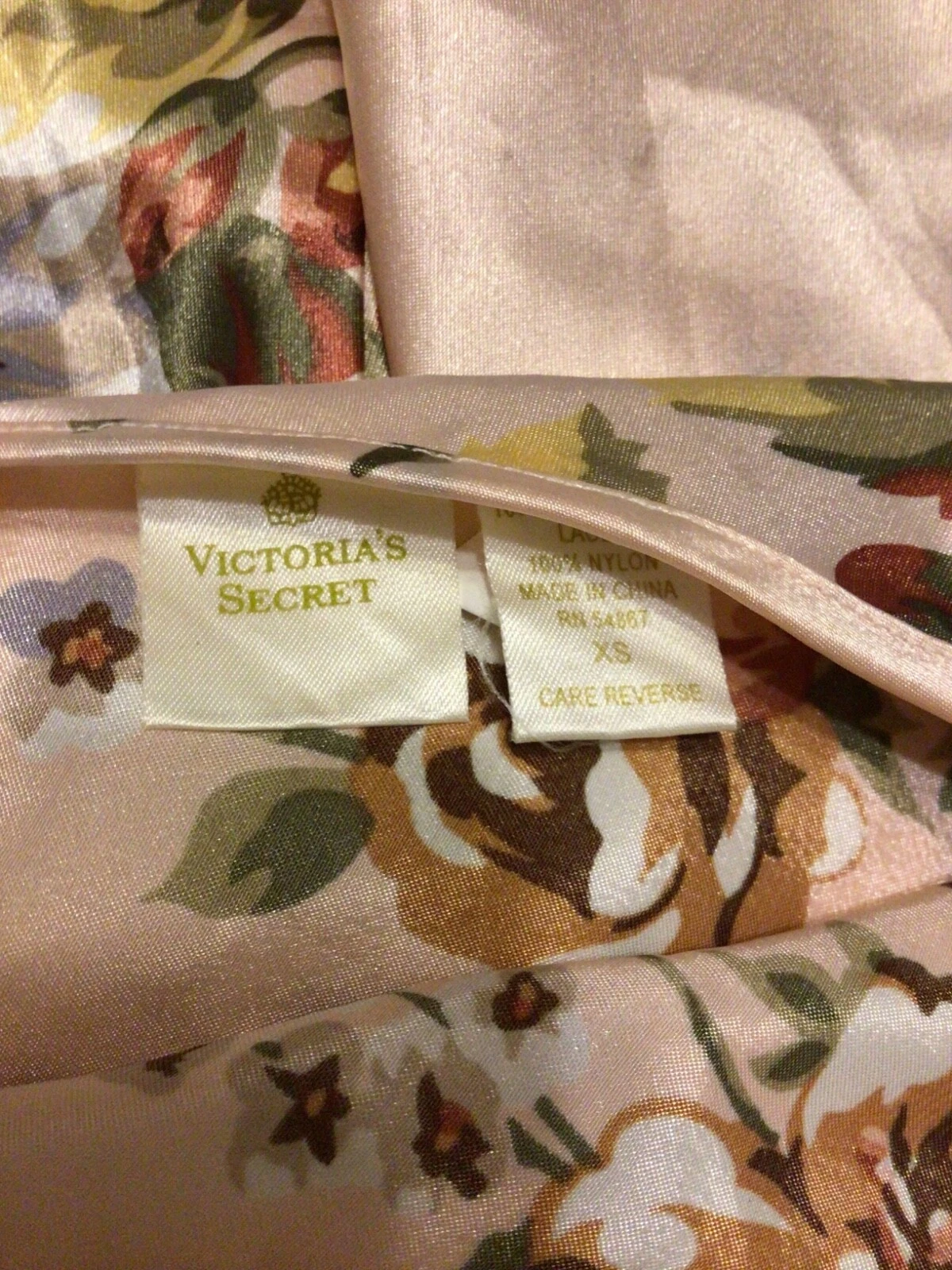 UNDERCOVER Camicia da notte donna Victoria's Secret anni 2000 seta sexy slip dress rosa floreale XS