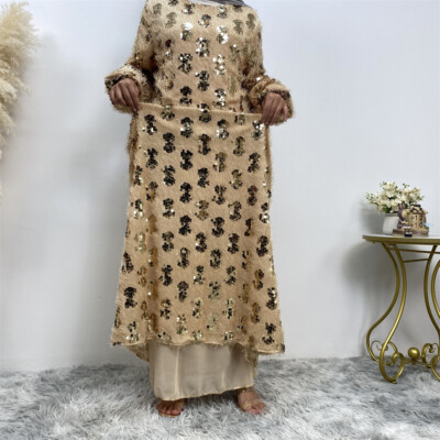 slim fit dress slacks One Shoulder Ombré Sequin Kaftan, US 10 main image 1