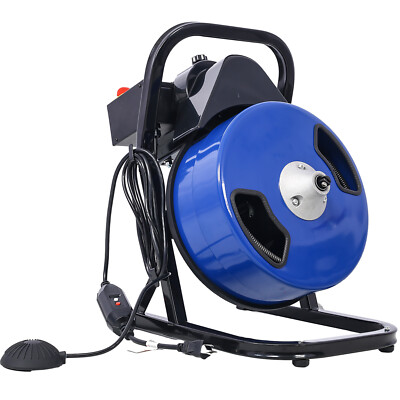 60FTx1/2Inch Drain Cleaner Machine Electric Drain Auger with 4 Cutter & Foot New