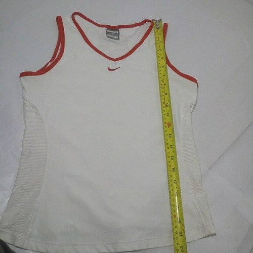 Nike Athletic Tank V-Neck Orange & White Fit Dry Small Logo ** MINOR WEAR ** - Picture 6 of 8