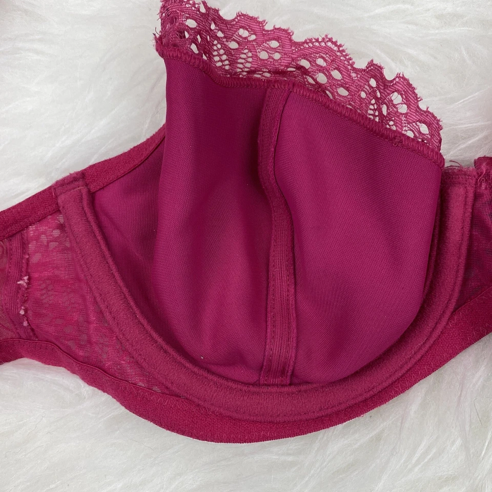 Lencería Felina Mujer Talla 34C Sexy Rosa Bordado Encaje Forrado Balconette Sujetador Foto 4 de 4