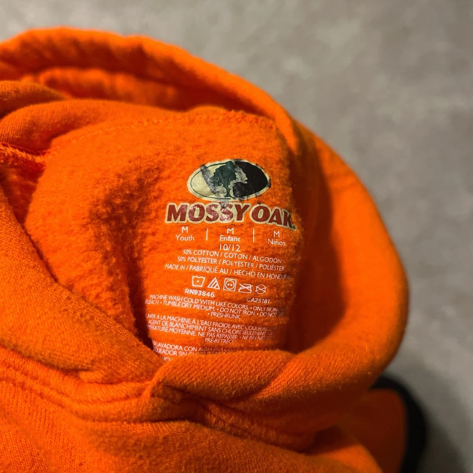 Sudadera con capucha Mossy Oak naranja para niños  Foto 3 de 3