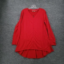 Soft Surroundings Jacket Womens M Medium Red Calista Full Zip Tunic Long Sleeve