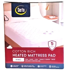 Serta Heated Mattress Pad Cotton Rich King Size Mattress up to 18 inch Brand NEW