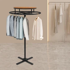 Round Clothing Rack Clothes Garment Retail Store Display Hanging Rack metal&Wood