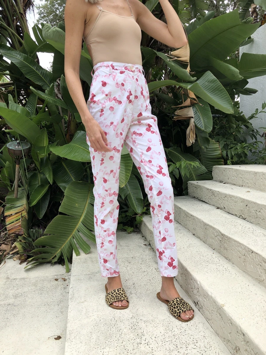 Pink flower pants sales
