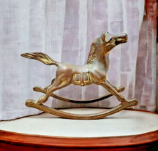 Antique Rocking Horse Gold Lustre Vintage Solid Brass Old Racing Race Derby UK