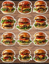 Juicy Hamburger Die Cut Vinyl Stickers Set Scrapbooking Laptop Waterbottle