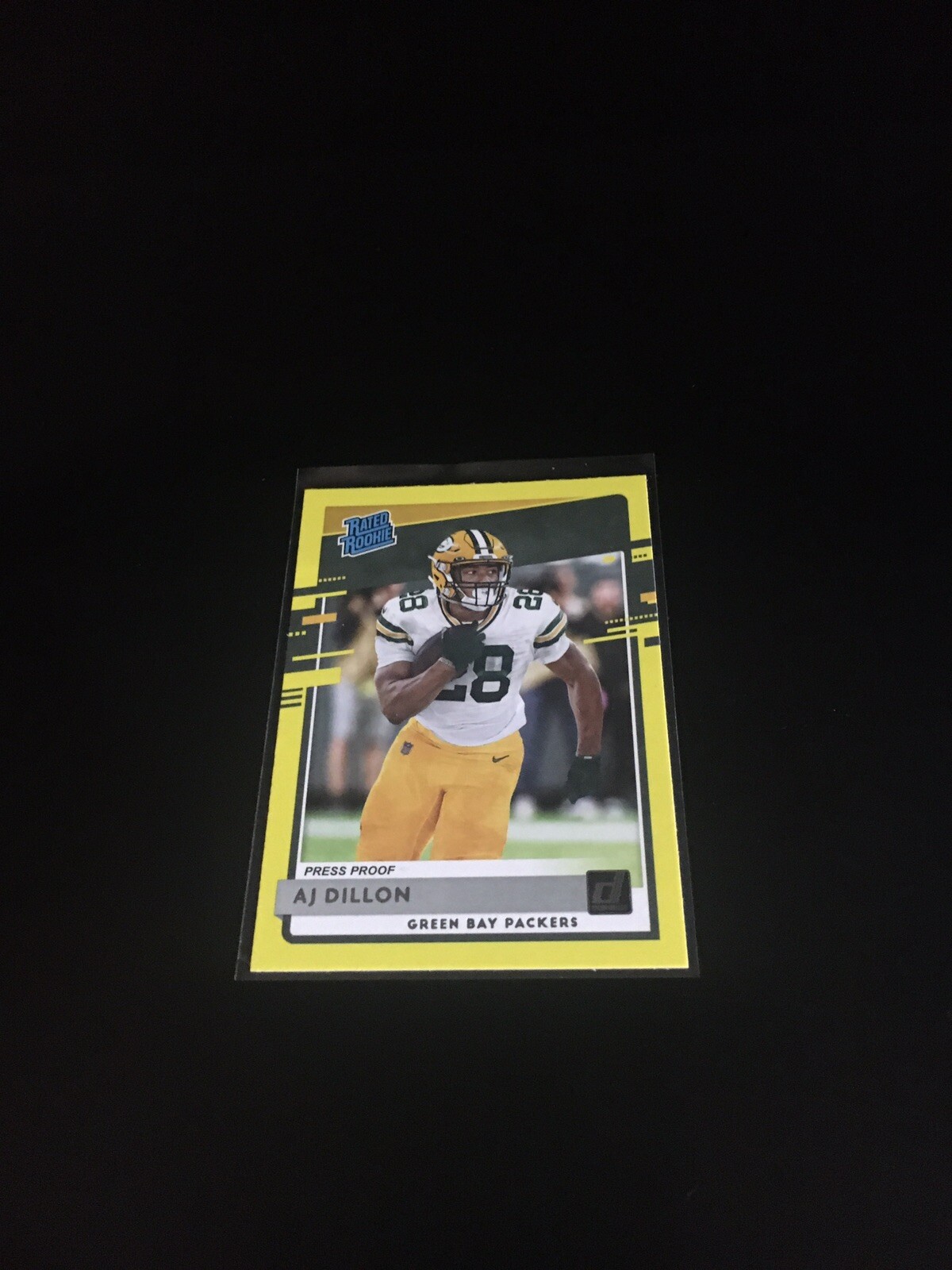 AJ Dillon 2020 Donruss Yellow Press Proof RC football card Packers 324