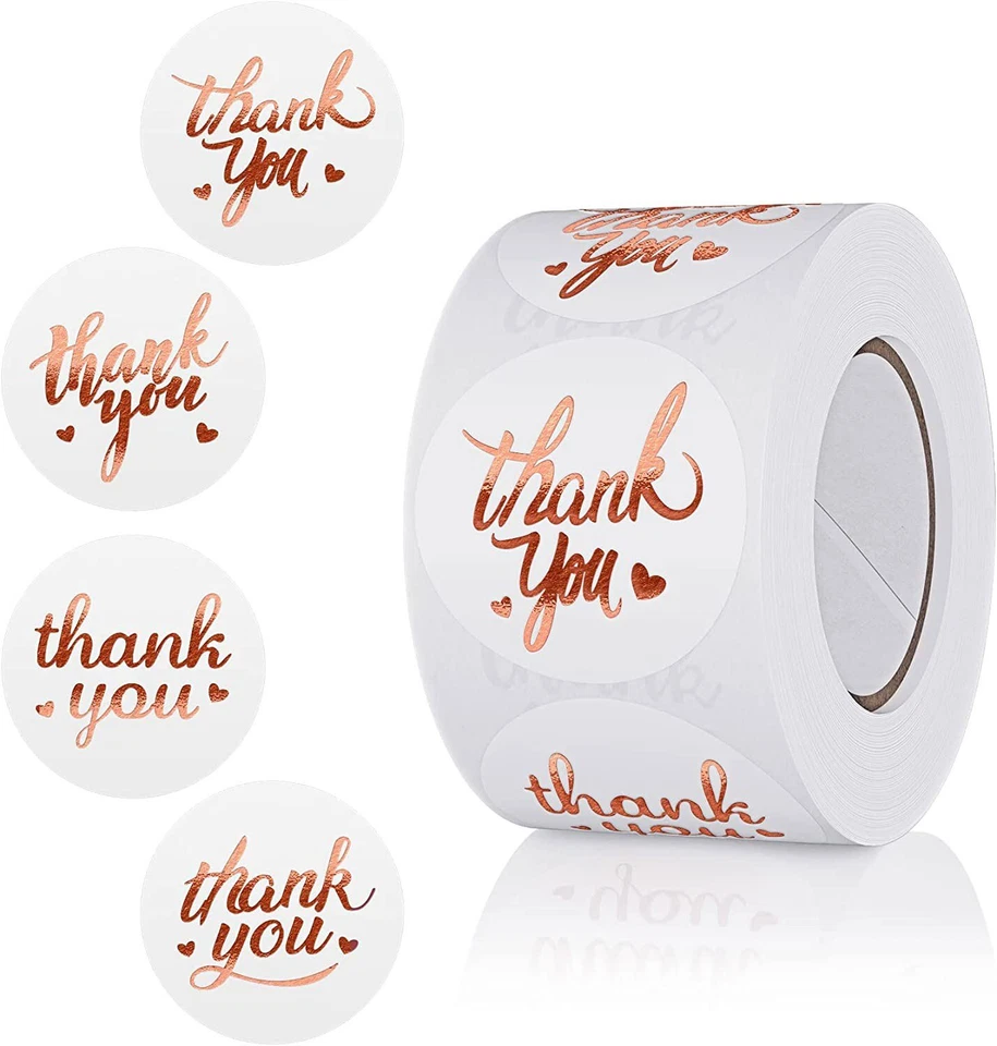 1000Pcs 1.5" Thank You Stickers Labels with Gold Foil Design for Small Business - Image 3 of 4