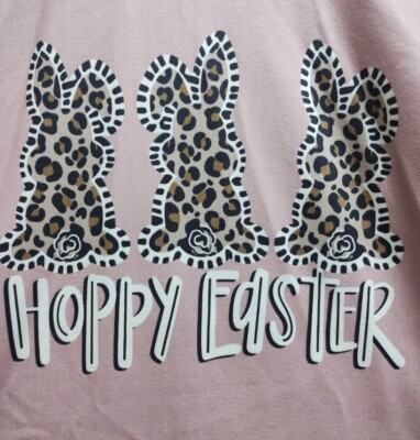 Girl's Easter Shirt Size M 3-4 Bunnies Hoppy Easter Light Purple NEW