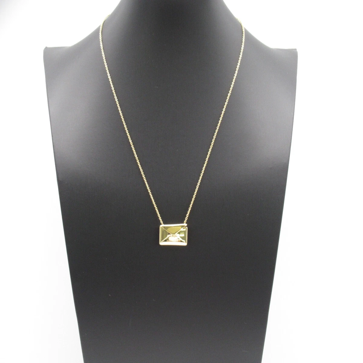Tiffany Co. Love Envelope Necklace Jewelry K18YG Yellow Gold x Silver 925