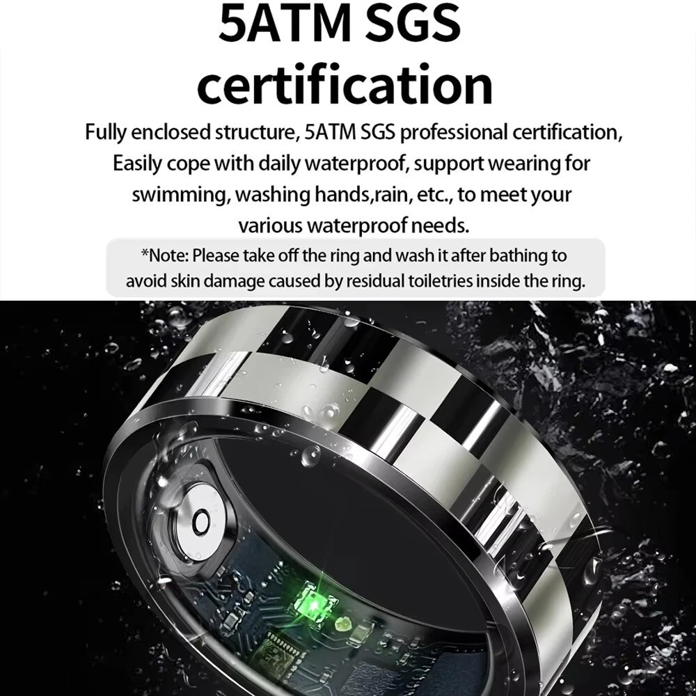 5ATM Wasserdicht R9 Luxus Smart Ring Blutsauerstoff Herzfrequenz Schlafmonitor