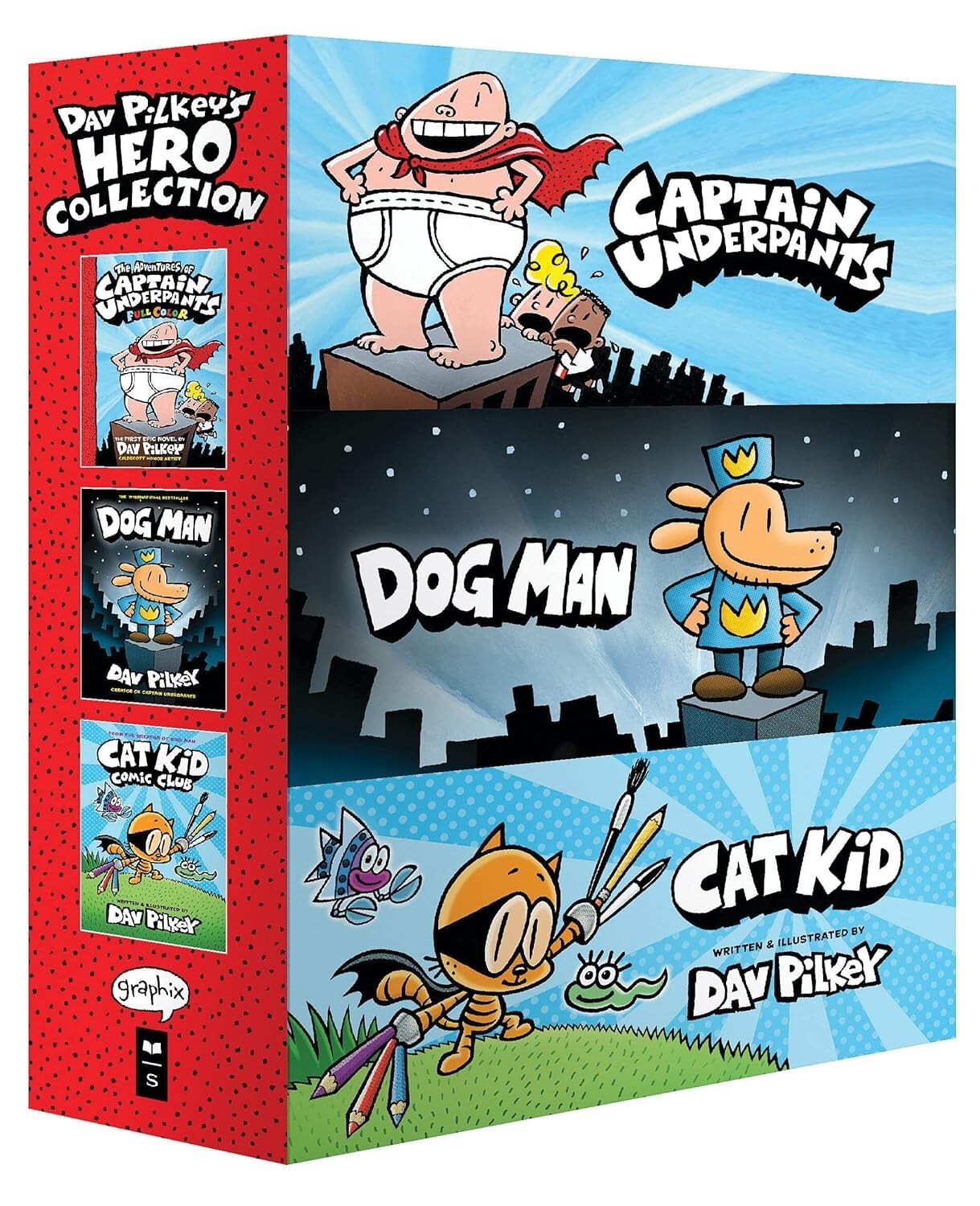 Dav Pilkey's Hero Collection: 3-Book Boxed Set Captain Underpants #1, Dog Man