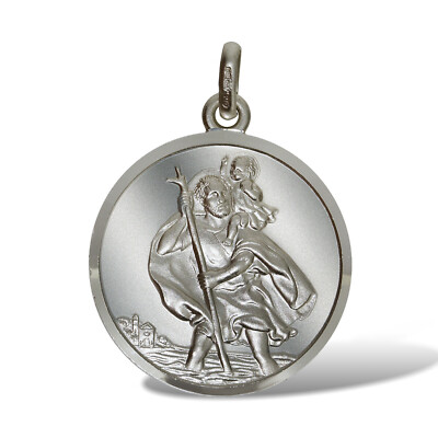 STERLINGSILBER ST CHRISTOPHER GRAVUR OPTION ANHÄNGER 10 ~ 27 MM BARREN ANHÄNGER BOX