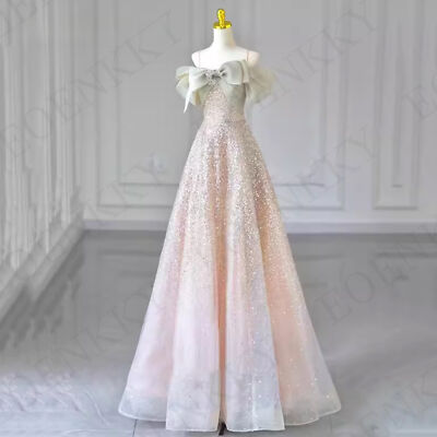 A Line Prom Dresses 2024 Luxury Bow Off The Shoulder Glitter Birthday DressBeach