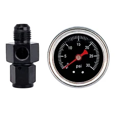 Liquid 0-30psi Fuel Pressure Gauge Regulator Gauge 1/8" NPT W/ 6AN Adapter