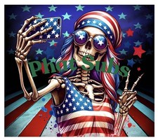 20oz Sublimation Tumbler Wrap Patriotic Skeleton Ready To Press Heat Transfer