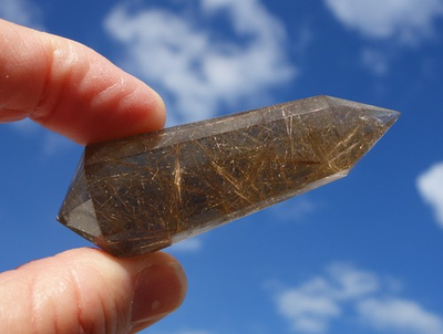 #ad SMOKY CITRINE Rutile Quartz Crystal Point VOGEL Style DT Rutilated Wand A101 $108.00