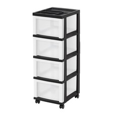 4-Drawer Narrow Plastic Storage Drawer Cart w...