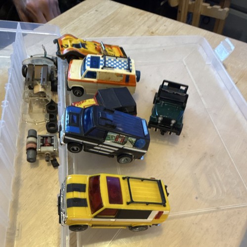 Lot of 6 HO Scale Slot Cars Assorted Models with Storage Case