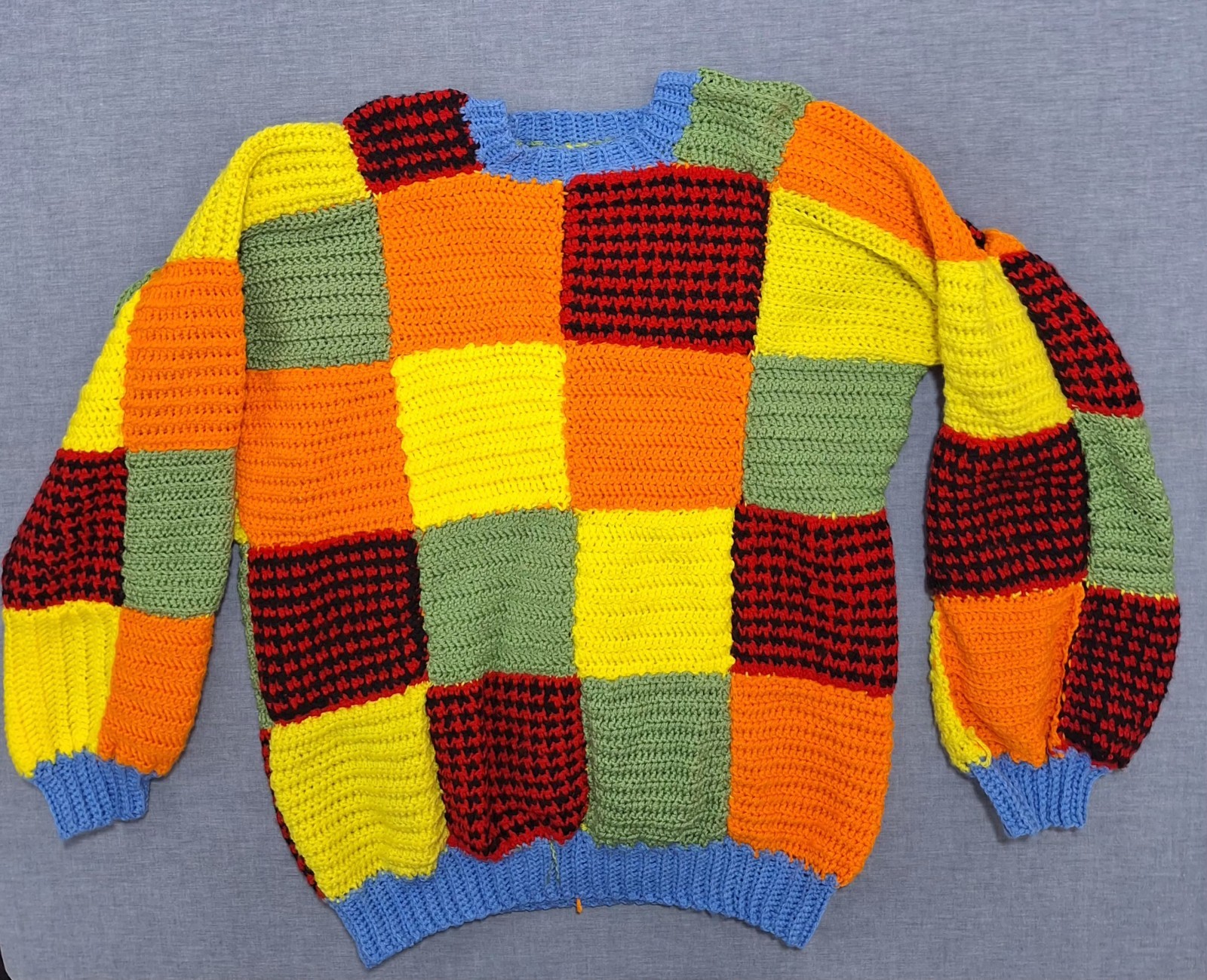 Colorblock Patchwork Wool Knit Sweater Harry Styl… - image 1