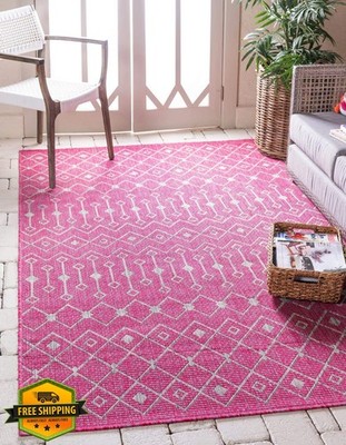 Unique Loom 4'1''x6'1'' Fuschia Gray Tribal Trellis Rug