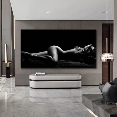 Sexy Sleeping Women Canvas Painting Black and White Body Art Wall Picture Poster