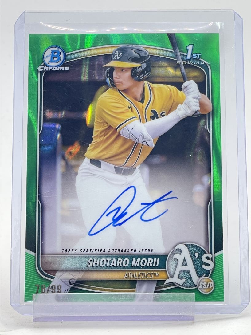SHOTARO MORII 2025 BOWMAN CHROME 1ST GREEN LAVA REFRACTOR AUTO /99 Q4078