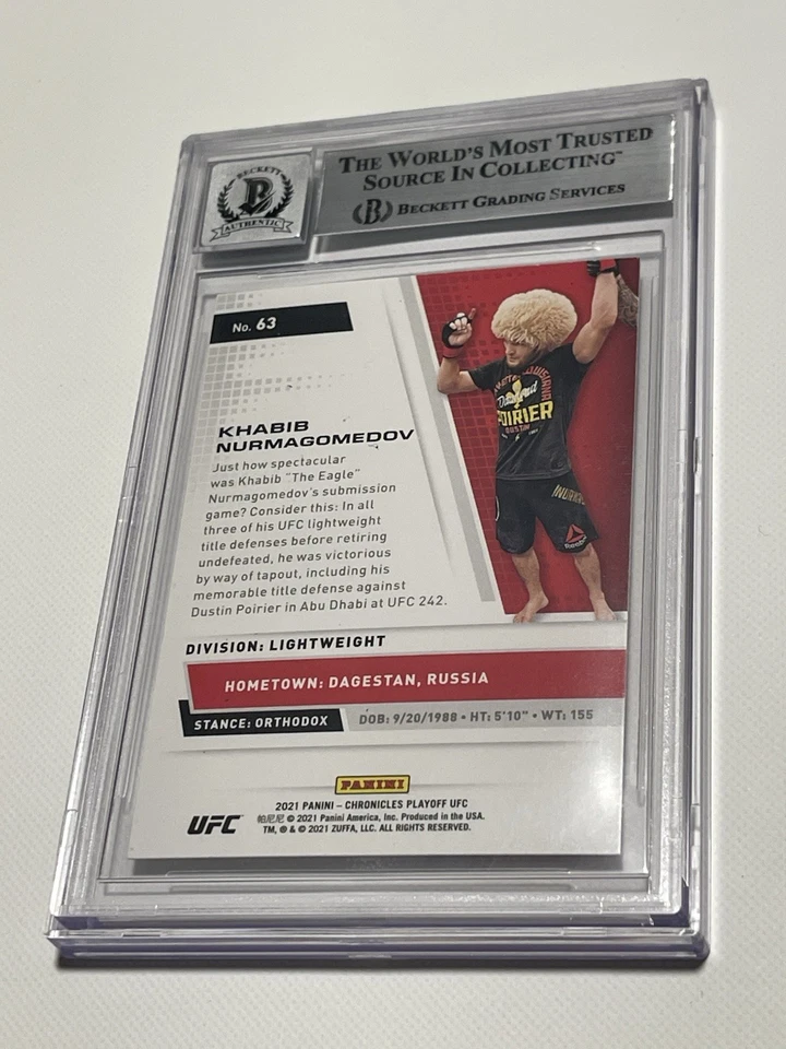 Khabib Nurmagomedov Signed UFC Playoff Card IP Slabbed Beckett BAS Auto a - Image 2 of 3