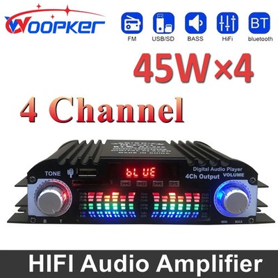 45W*4 HiFi Sound Amplifier Digital 4 Channel Audio Amp Support Bluetooth Karaoke