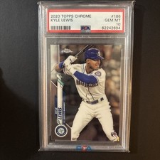 2020 Topps Chrome Kyle Lewis Rookie Card RC #186 PSA 10 GEM MINT Mariners. rookie card picture