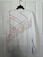 Adidas Fav Oversized Logo Sweatshirt White Women Size Medium NWT 